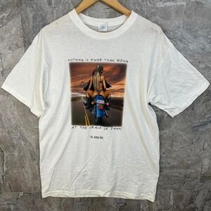 1996 white cotton biker tee with graphic print Men's Size Large ‎ #bikerlife